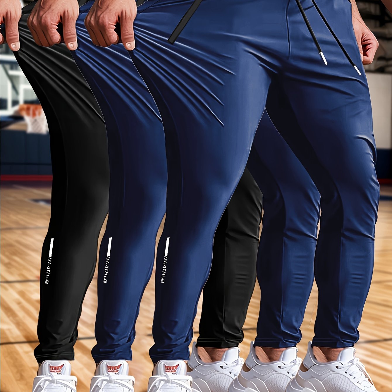 Mens 3 Piece High Stretch Athletic Joggers Set