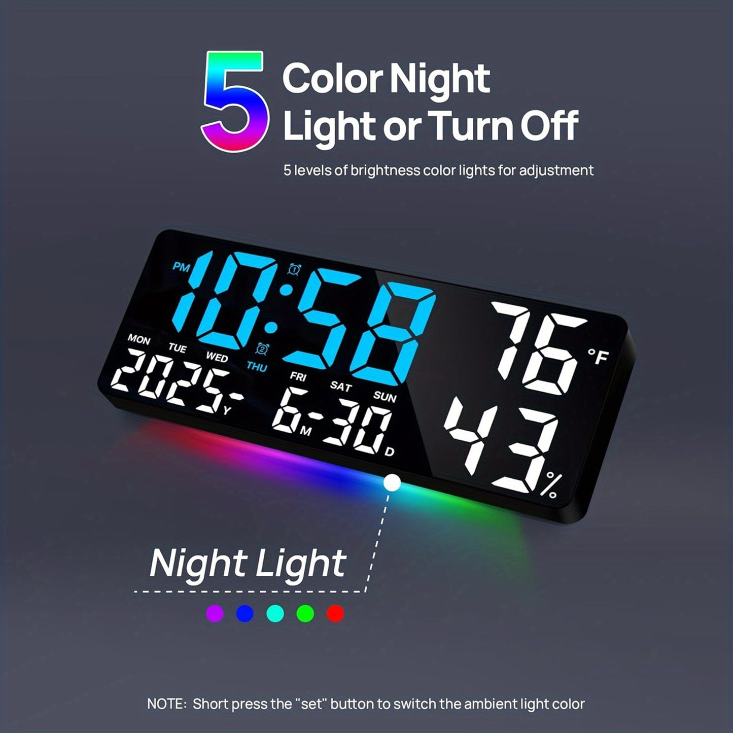 Large LED Digital Wall Clock with Remote Control