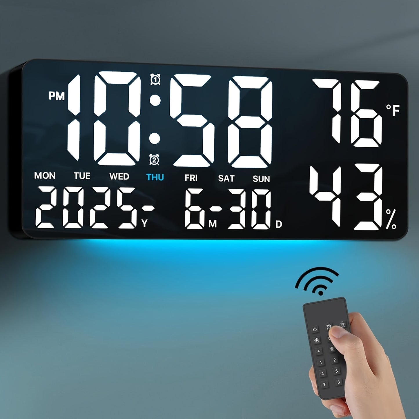 Large LED Digital Wall Clock with Remote Control