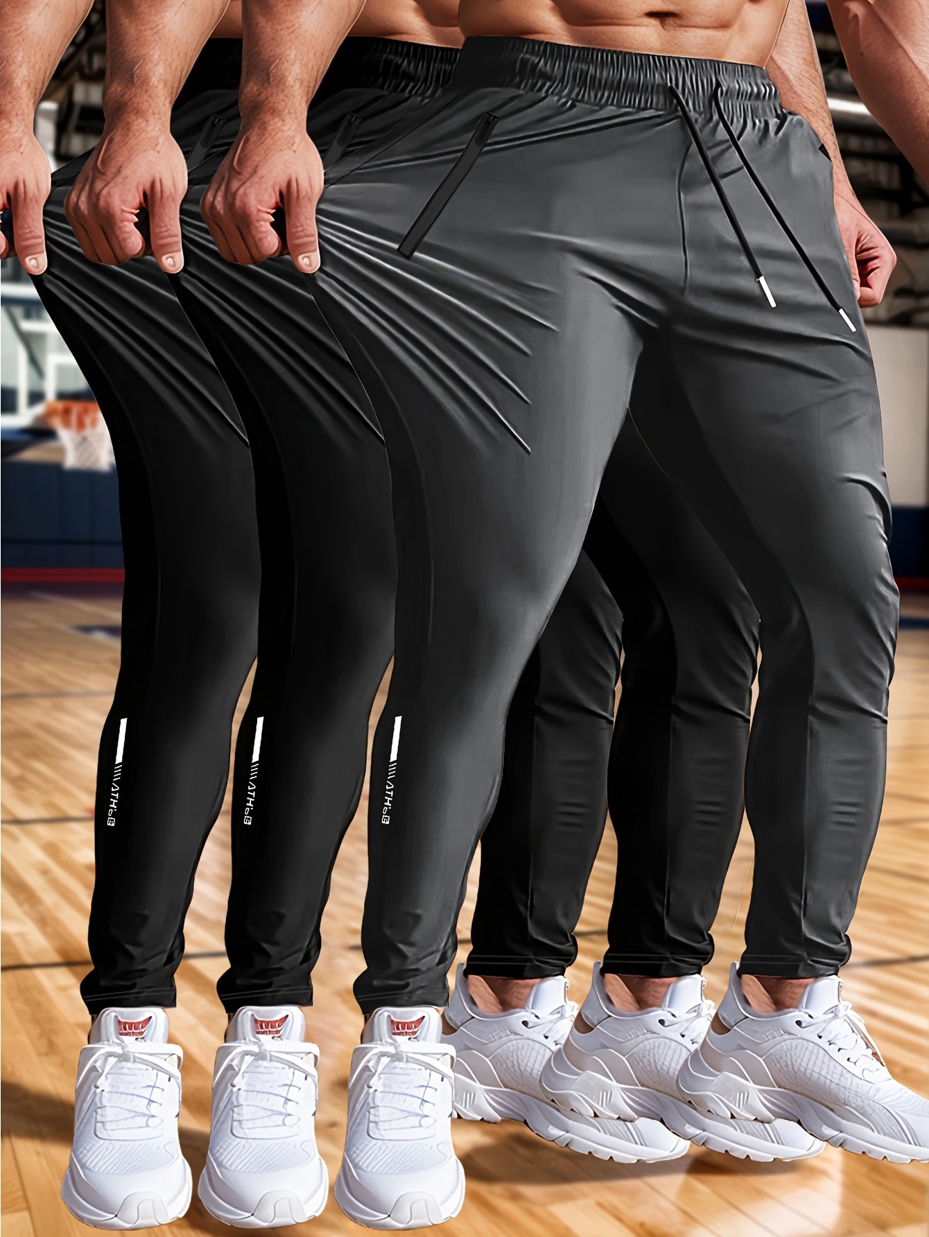 Mens 3 Piece High Stretch Athletic Joggers Set