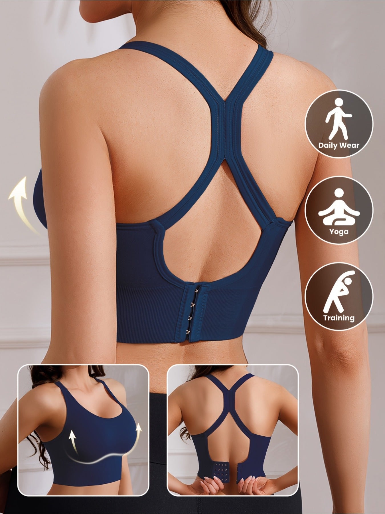 Womens 5 Piece X Back Sports Bras with Removable Pads