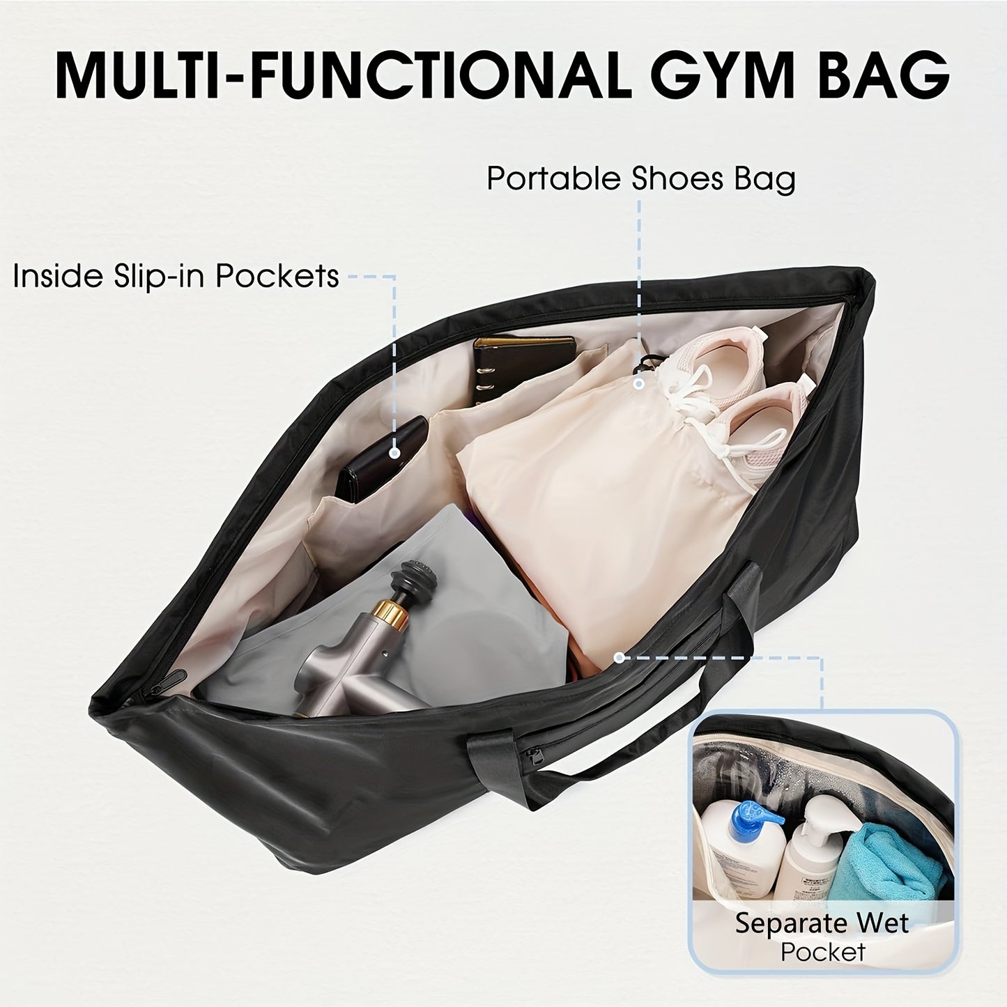 Yoga Mat Bag with Shoe Compartment and Adjustable Straps