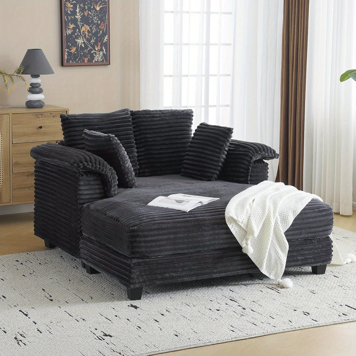 Oversized Upholstered Recliner Sleeper Chair Bed