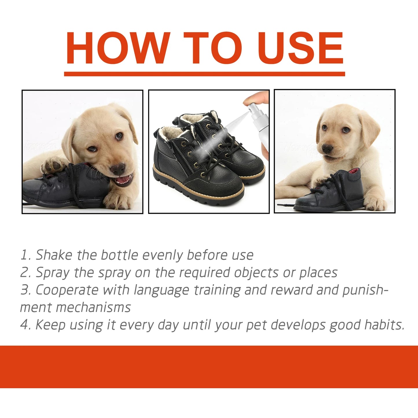 **Pet Anti Chew Spray for Dogs and Cats Stops Biting Scratching and Furniture Chewing Behavior Training Aid**