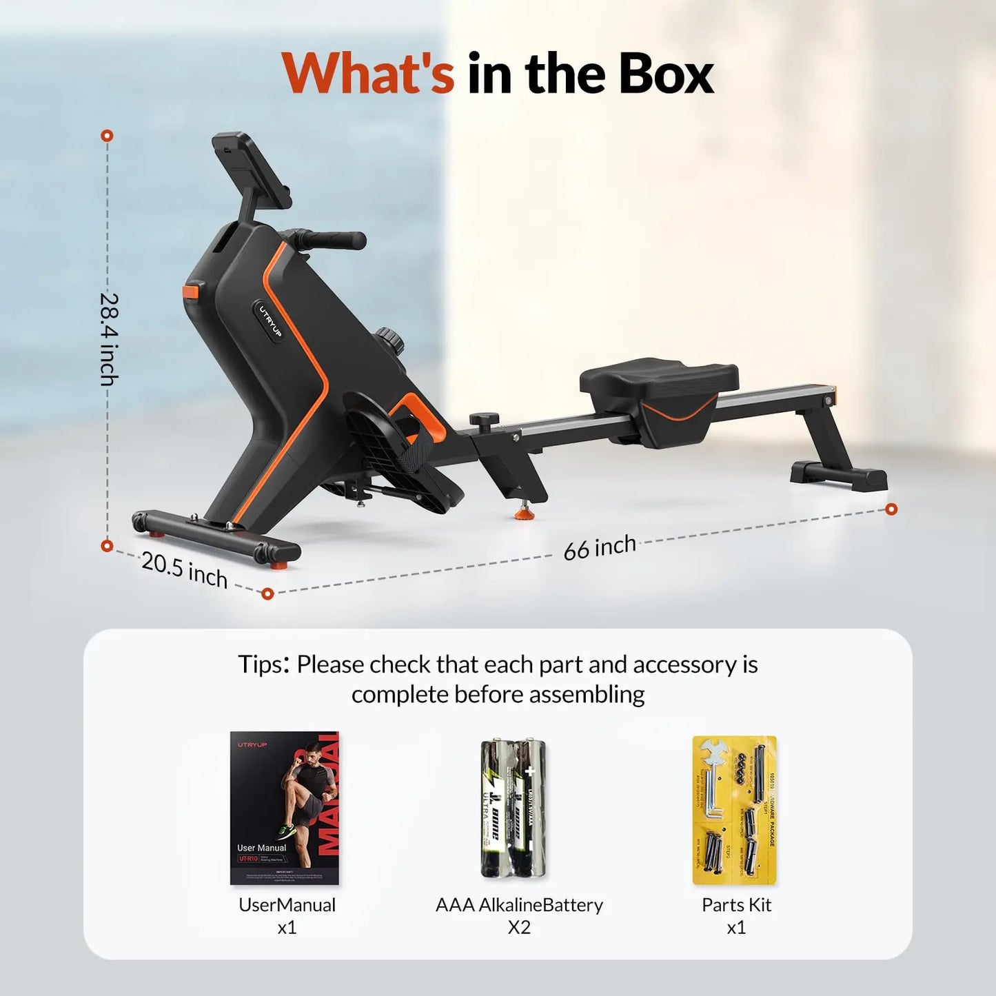 UTRYUP Magnetic Rowing Machine with 16 Levels Quiet Resistance Foldable Design for Home Gym Fitness