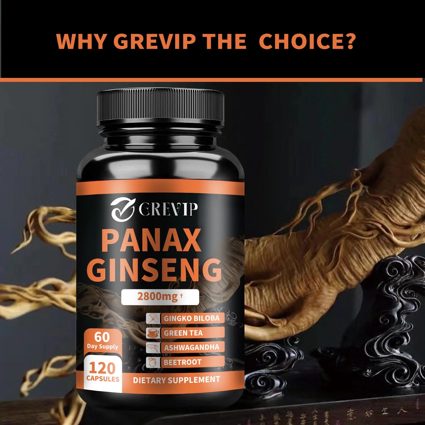 Panax Ginseng Capsules for Energy Focus and Endurance Support 120 Count