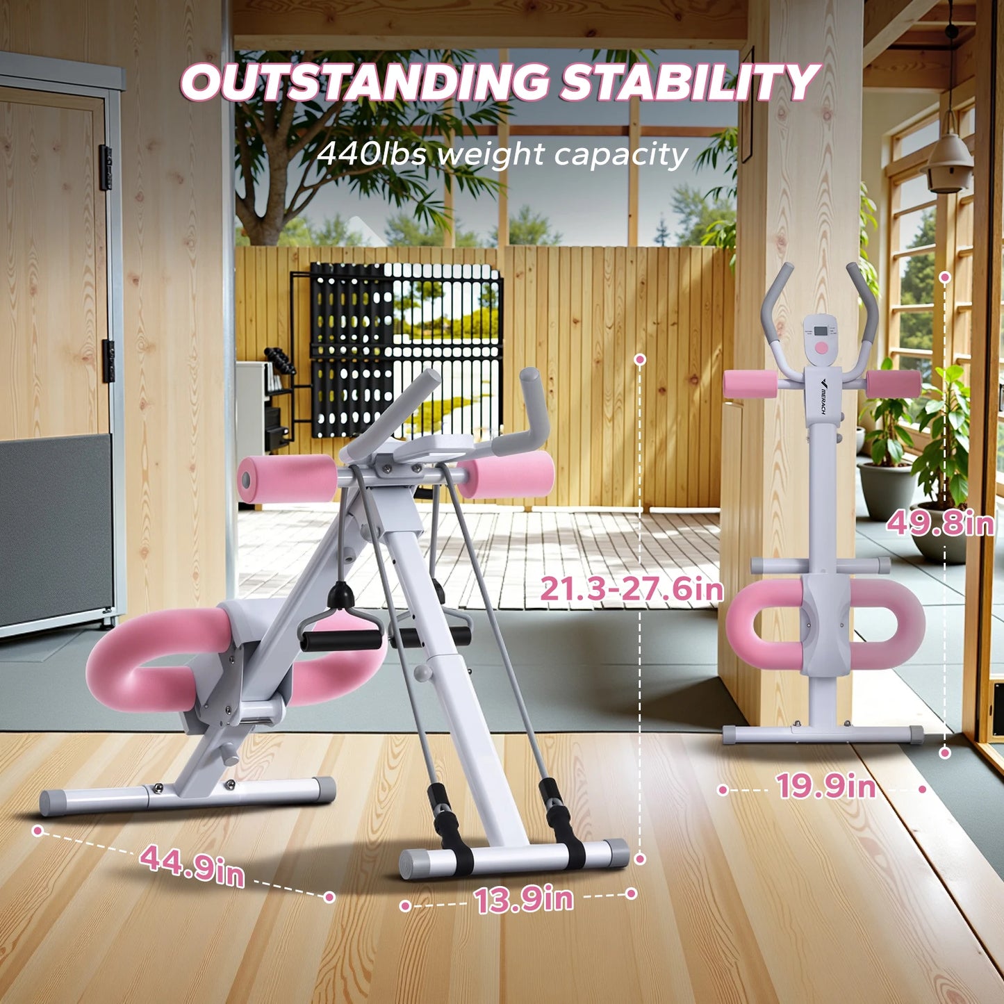 MERACH Adjustable Ab Trainer Machine with Knee Support Foldable Core Workout Equipment