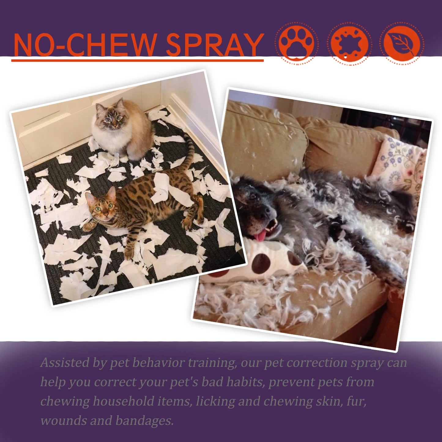 **Pet Anti Chew Spray for Dogs and Cats Stops Biting Scratching and Furniture Chewing Behavior Training Aid**