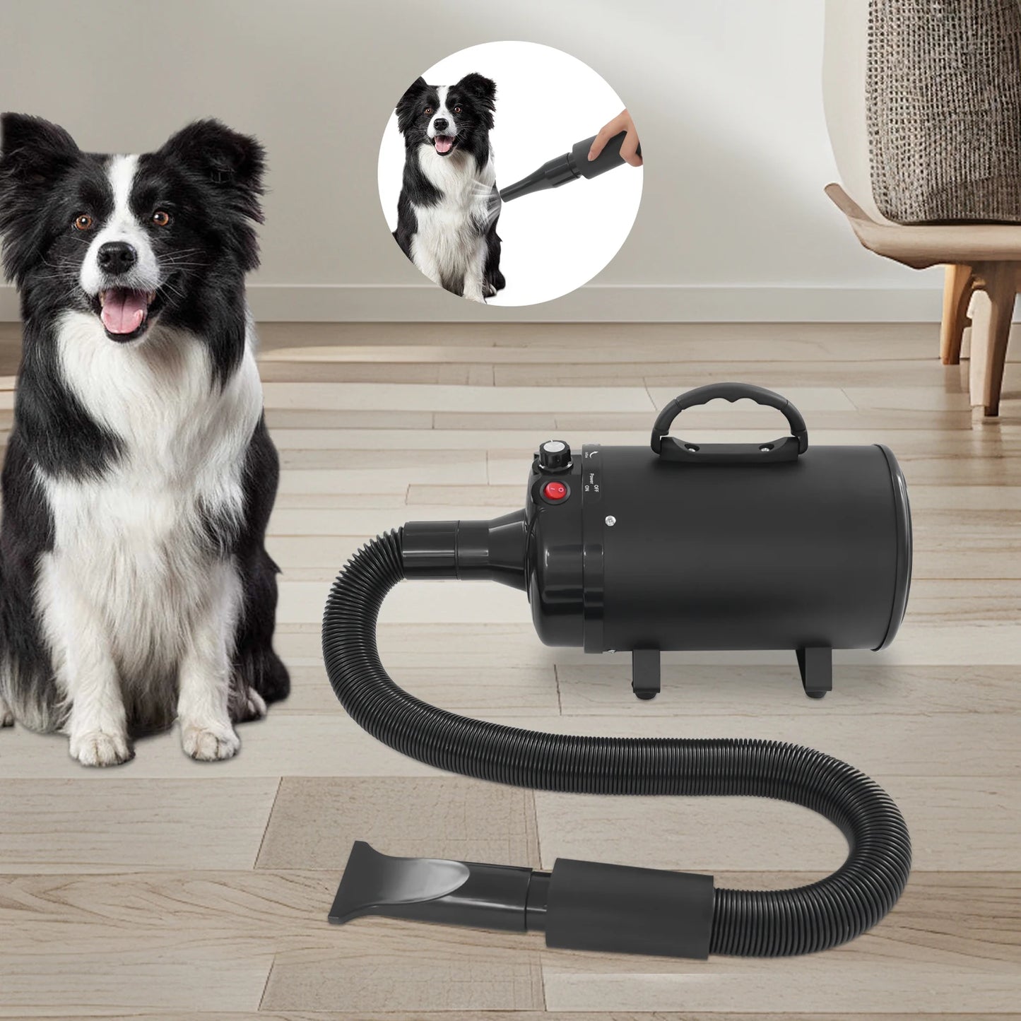 Pet Grooming Dryer with Adjustable Heat and Low Noise