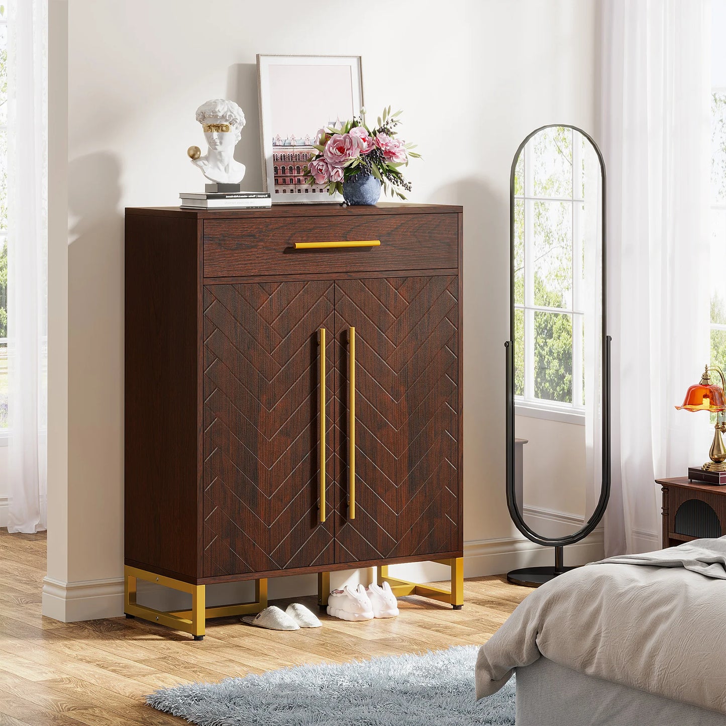 Tribesigns Shoe Storage Cabinet with Drawer and Doors Holds 20 Pairs Entryway Organizer with Adjustable Shelves