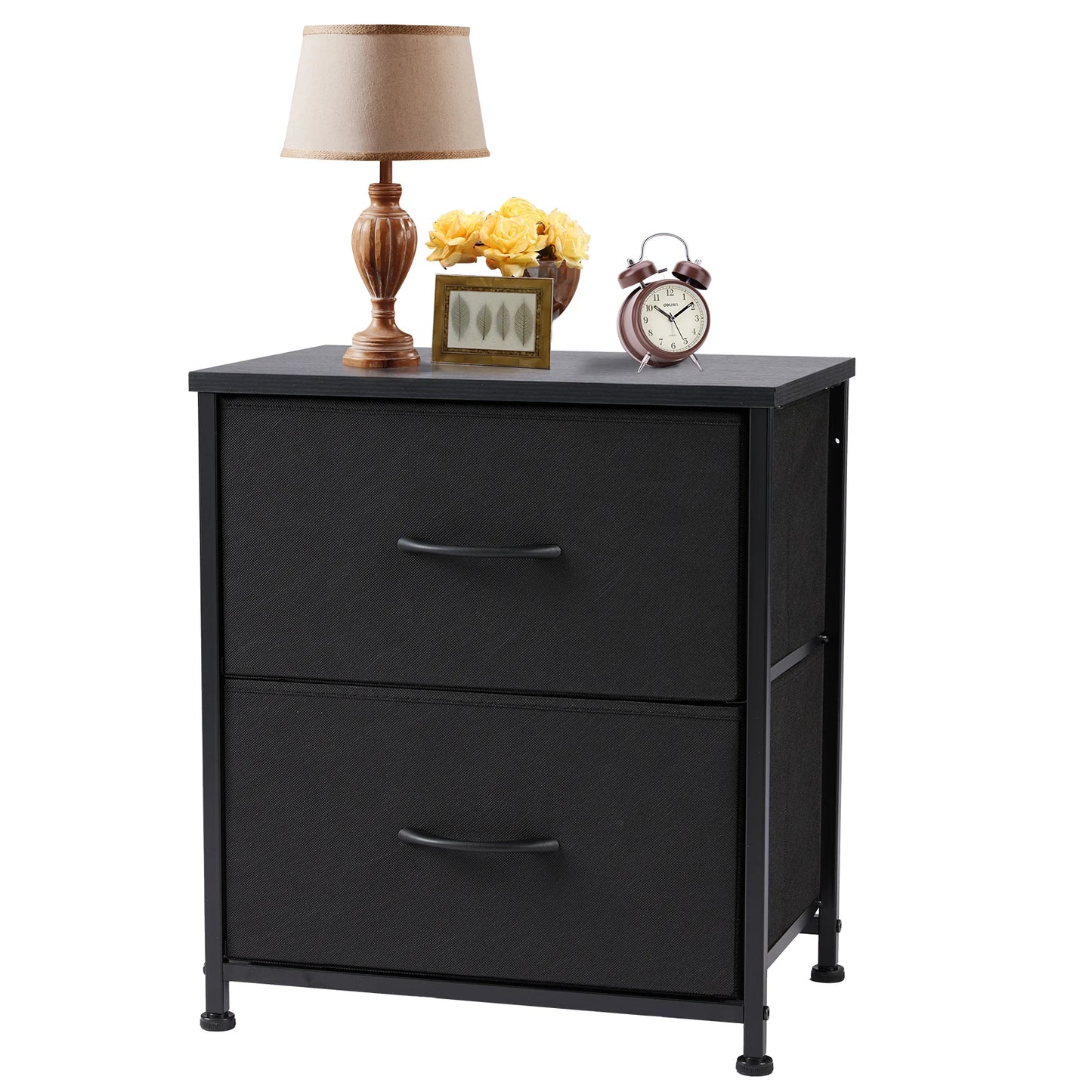 Modern Nightstand with Fabric Storage Drawers