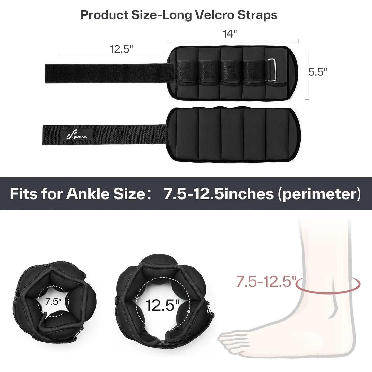 Sportneer Adjustable Ankle Weights Set for Fitness and Training