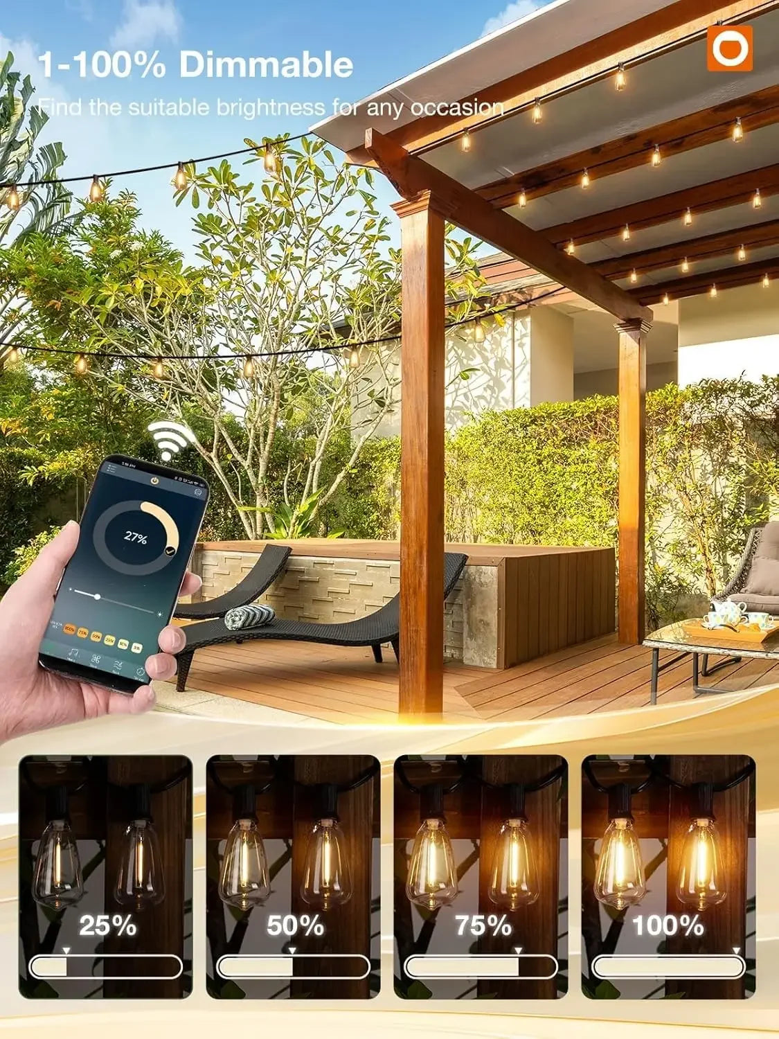 LED Outdoor String Lights Waterproof with Shatterproof Bulbs