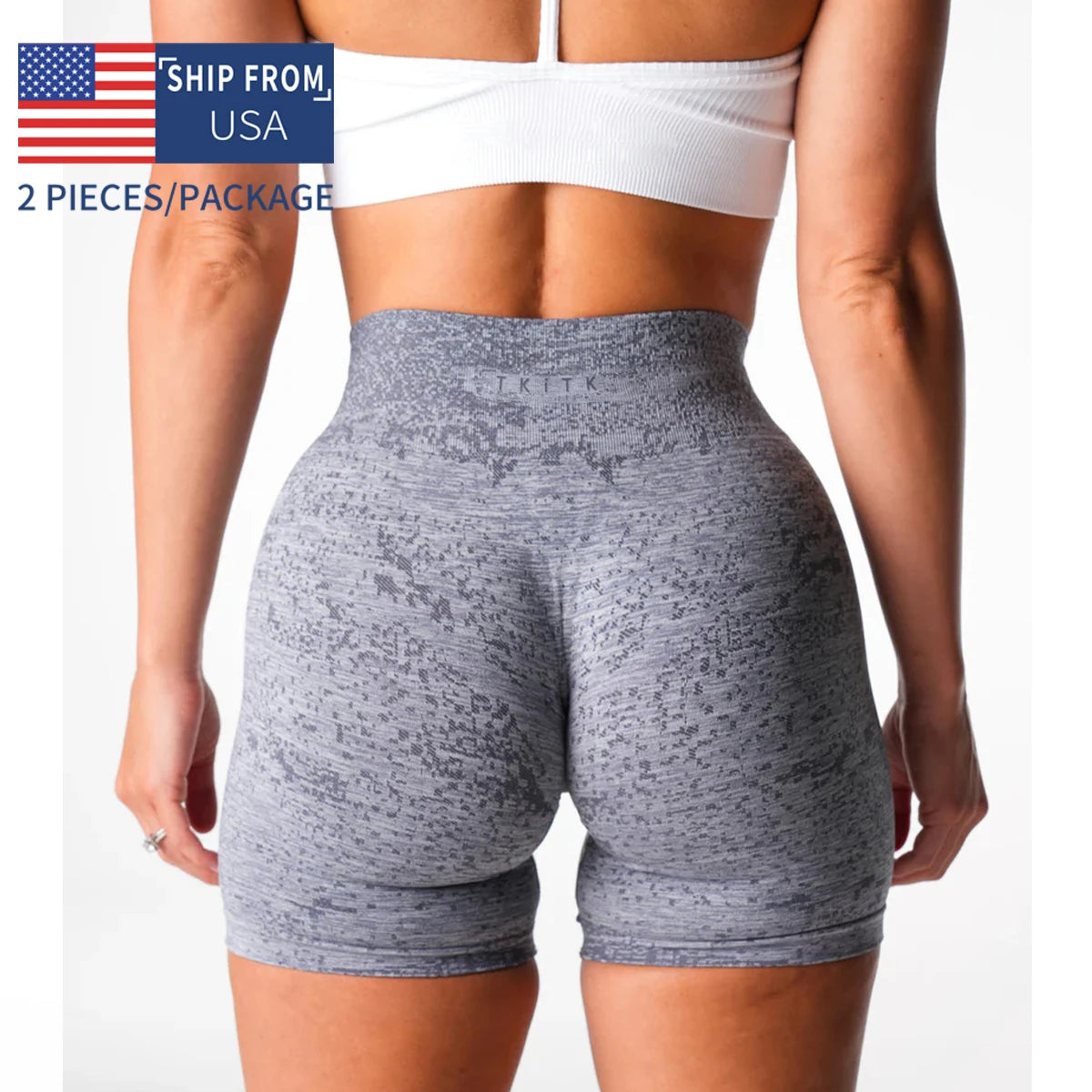 2 Piece Seamless Spandex Workout Shorts for Women