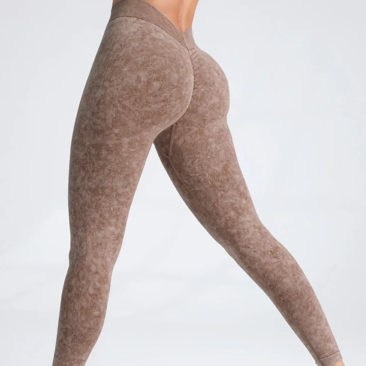 Womens V Back Seamless Push Up Workout Leggings