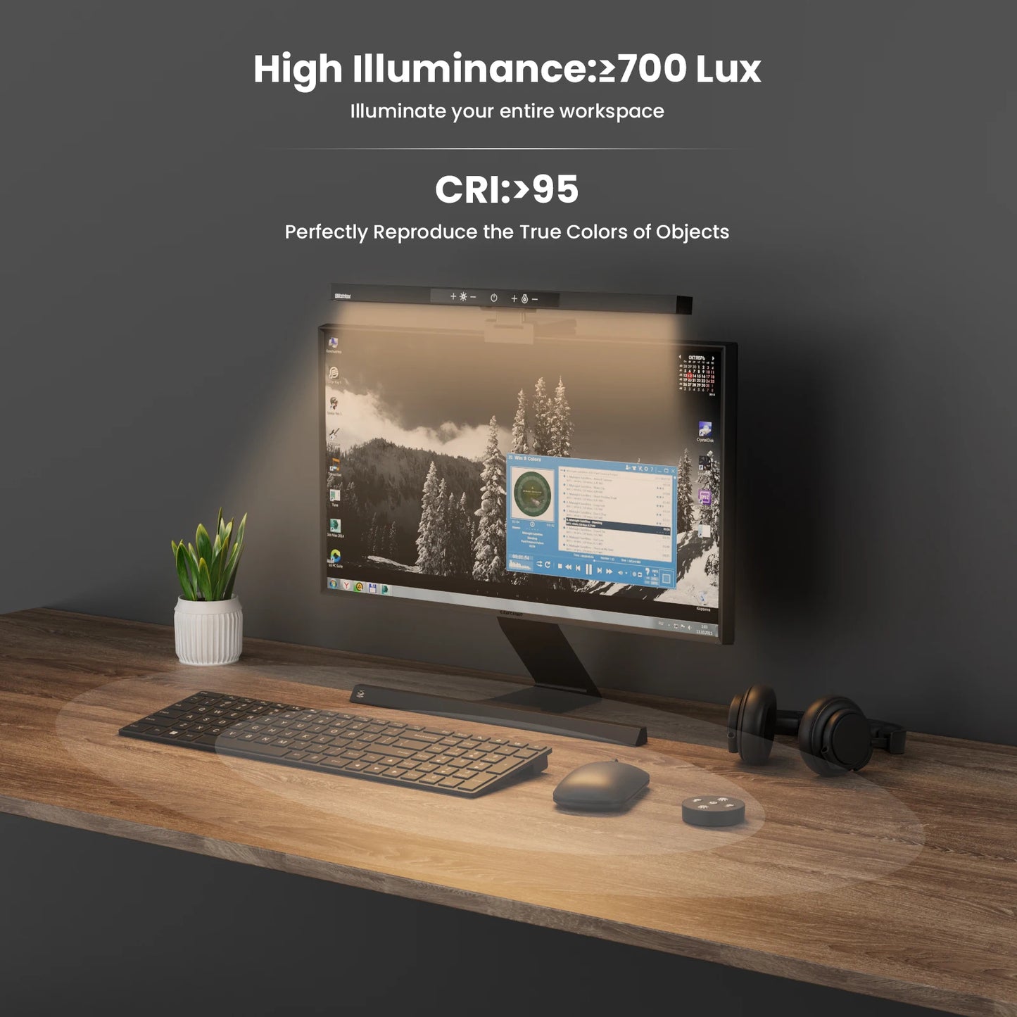 BM ES1 PLUS LED Monitor Light with Wireless Remote Adjustable Brightness and Color Temperature