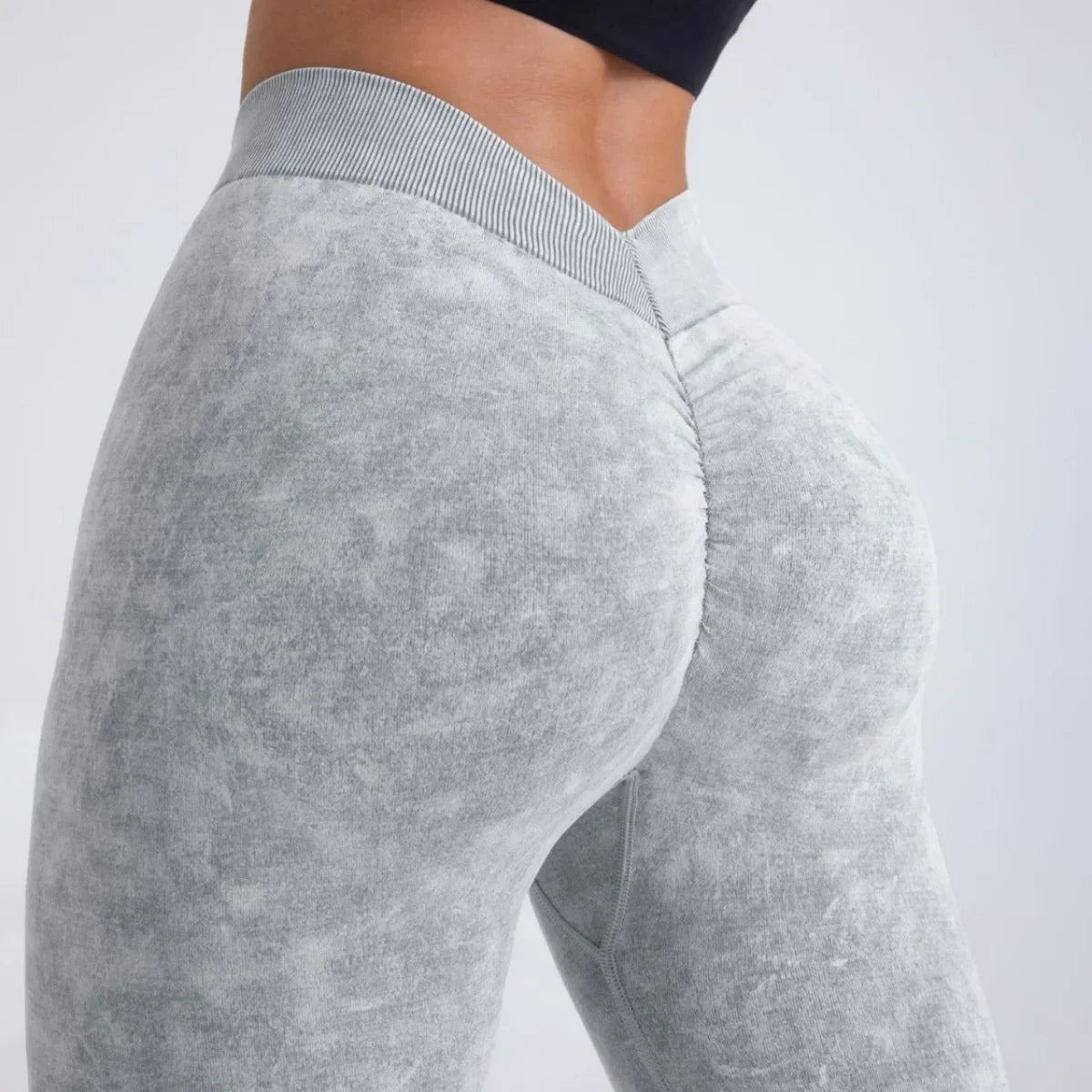 Womens V Back Seamless Push Up Workout Leggings
