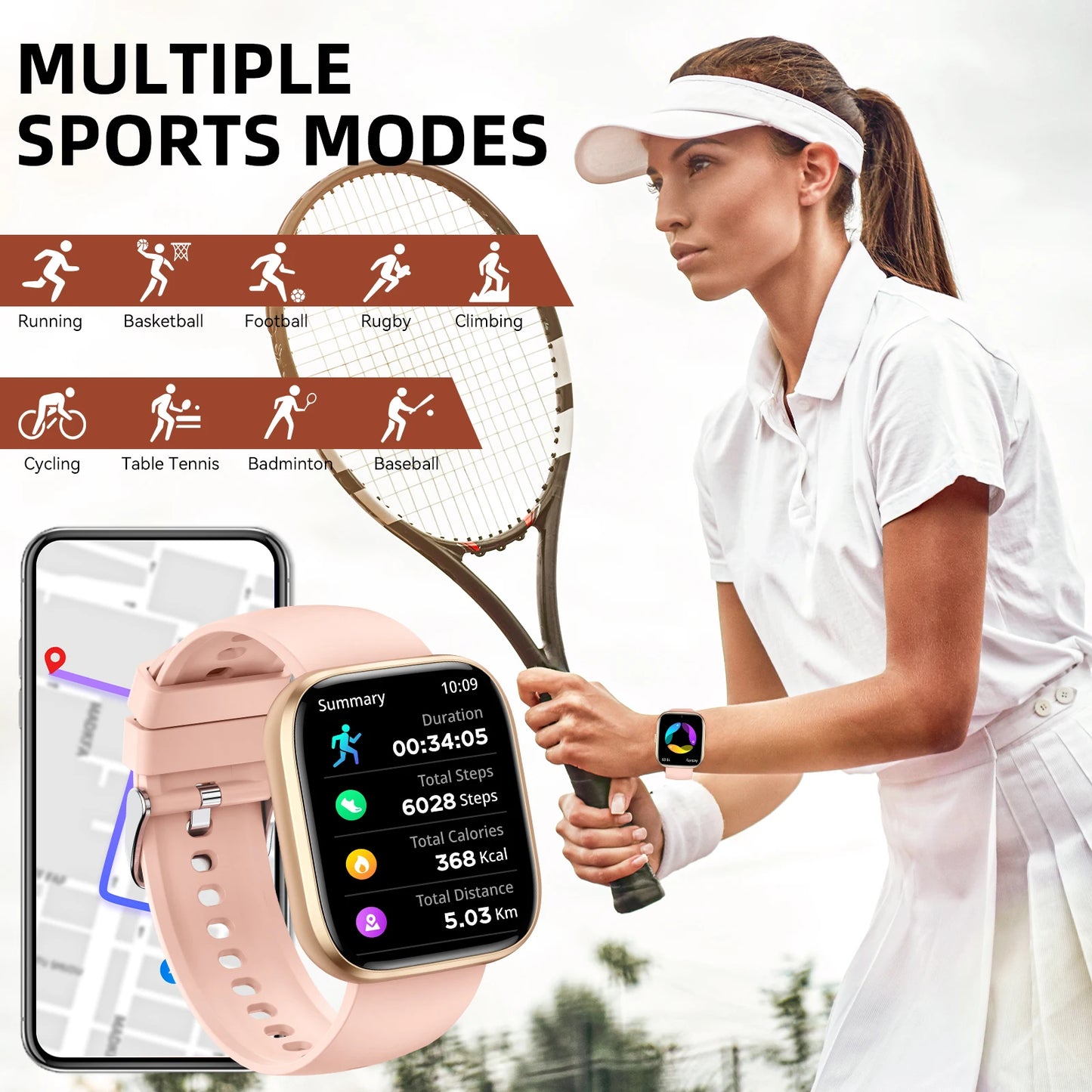 Outdoor Sports Smartwatch with Bluetooth Calling
