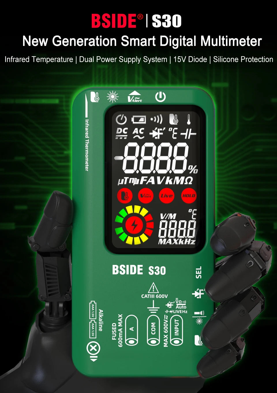 Smart Digital Multimeter Rechargeable Voltage Current Tester