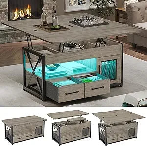 40 Inch 4 in 1 Lift Top Coffee Table with Storage Cabinet and Drawers