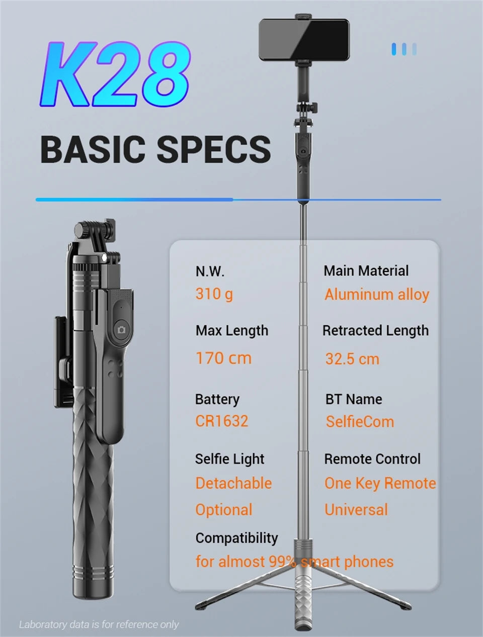 Wireless Selfie Stick Tripod with LED Light