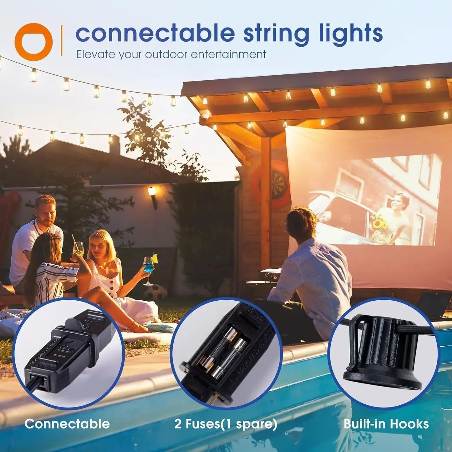 LED Outdoor String Lights Waterproof with Shatterproof Bulbs