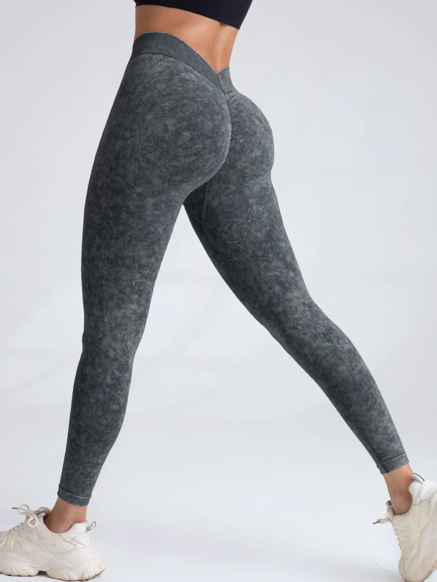 Womens V Back Seamless Push Up Workout Leggings