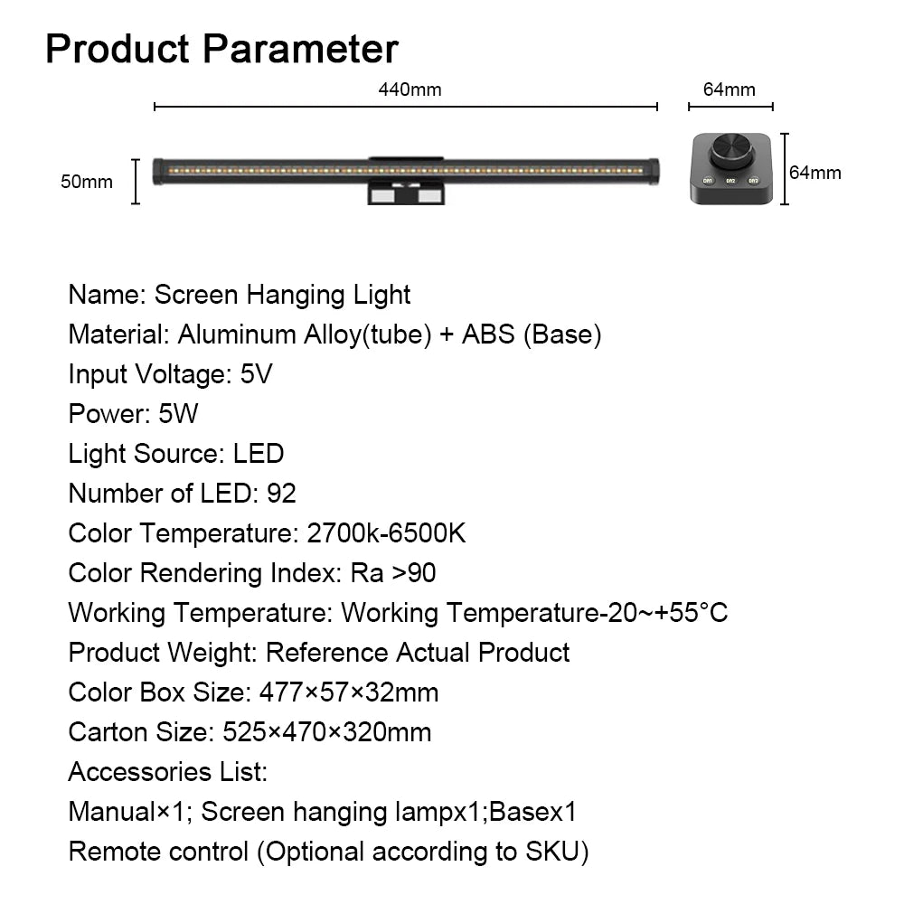 Wiscolor 44cm LED Screen Light Bar for Desktop Eye Protection Reading and Gaming