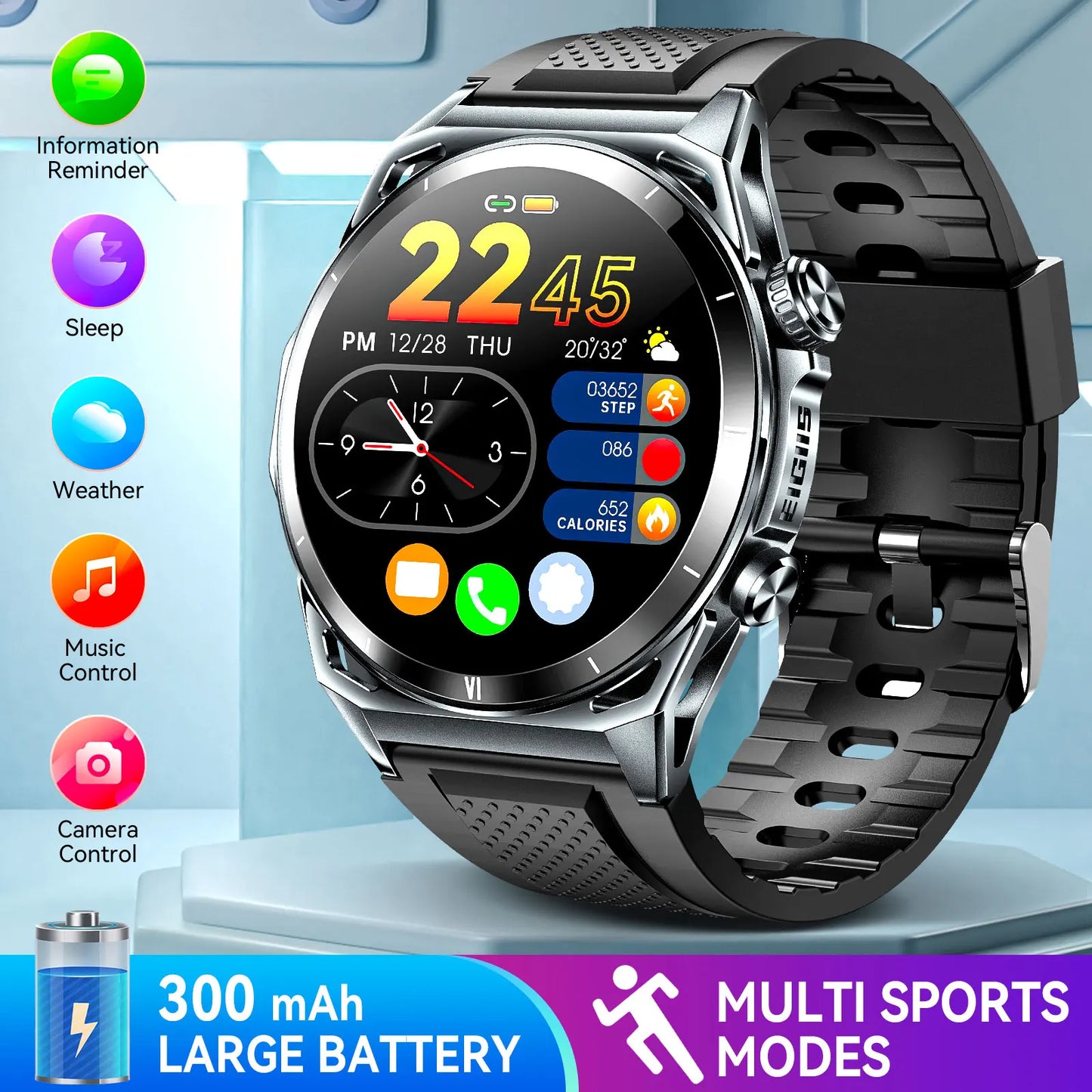 Smart Watch 1.43 Inch AMOLED Display Bluetooth Call Health Tracker IP68 Waterproof