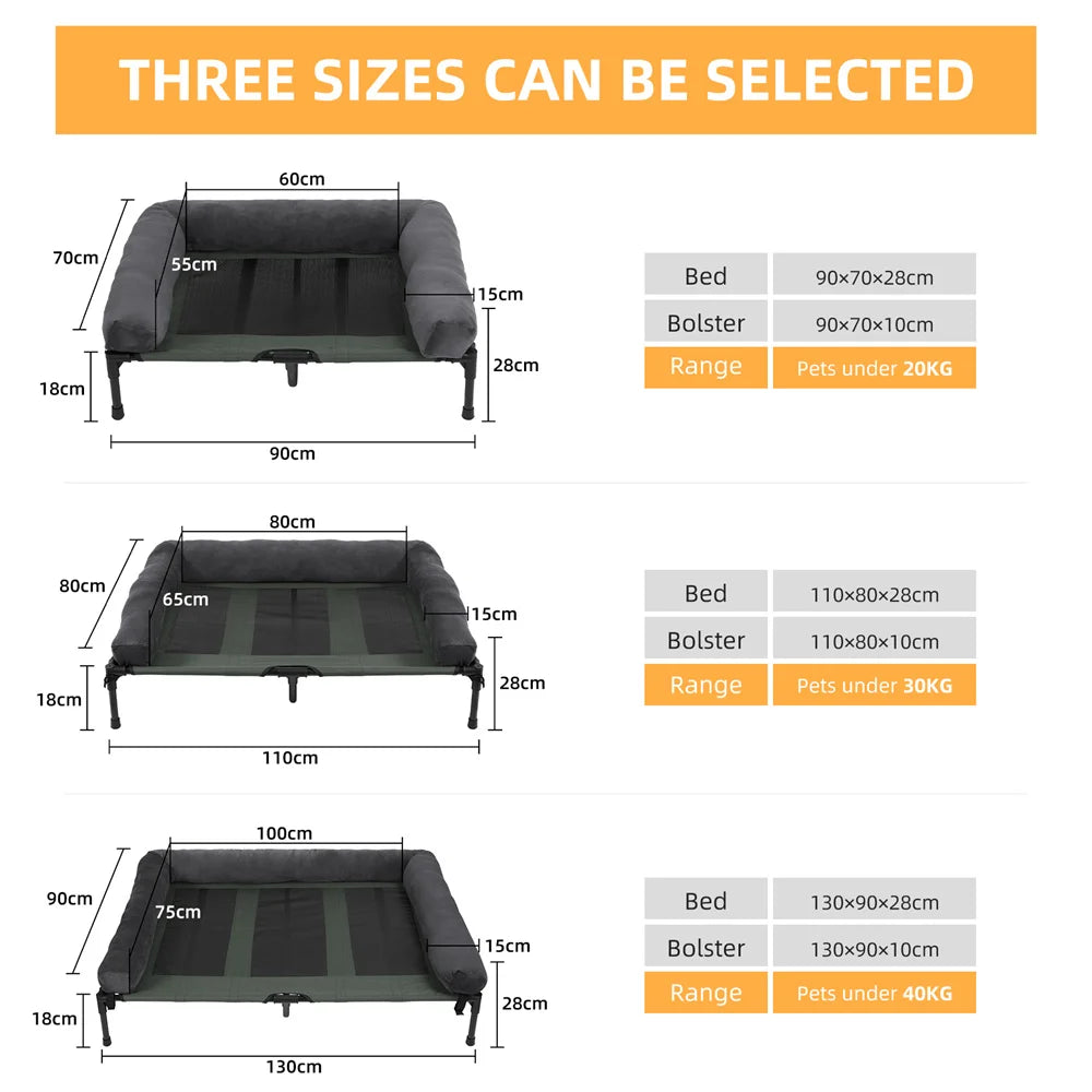 Elevated Dog Bed with Cooling Mesh and Plush Mat