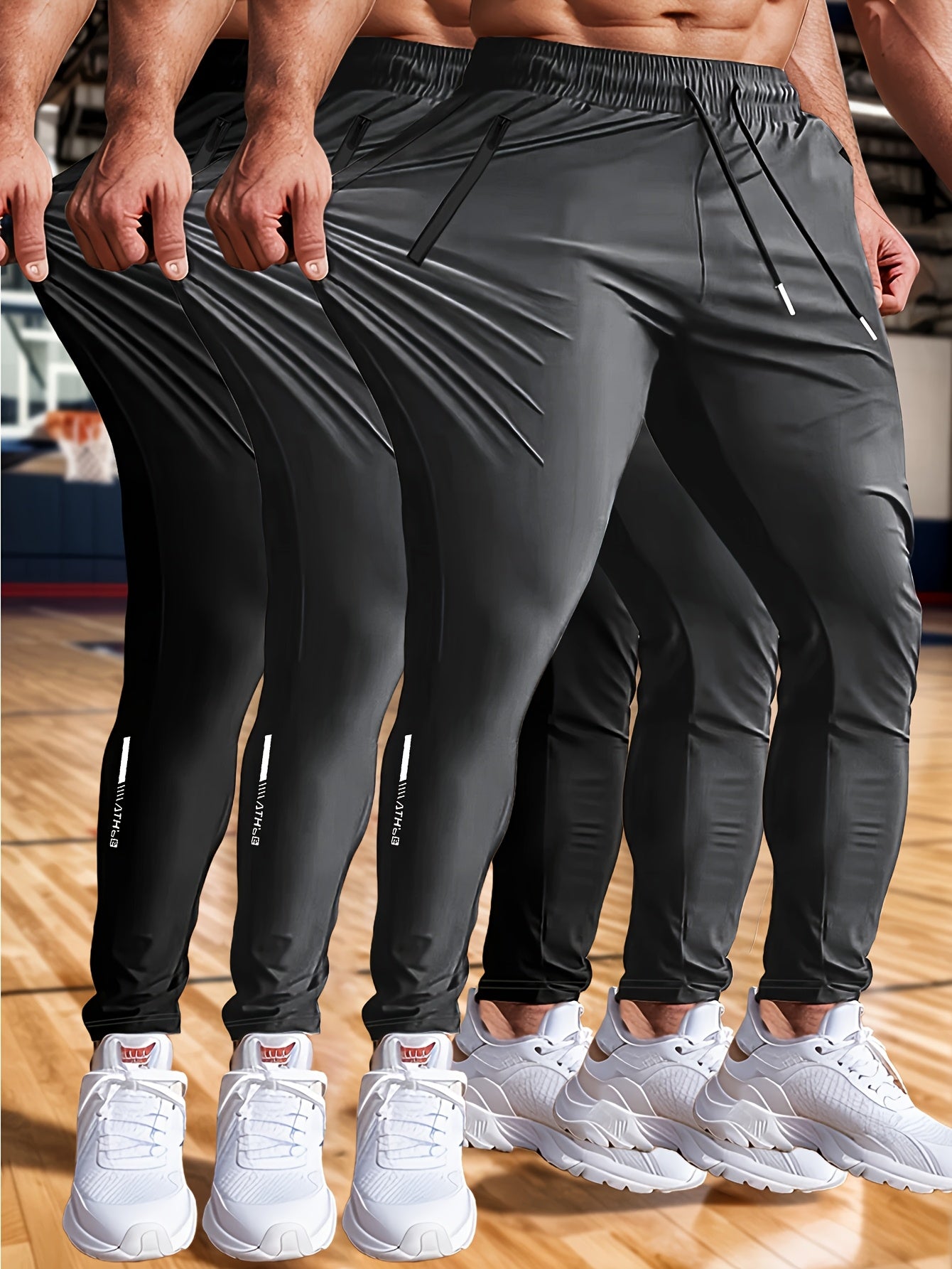 Mens 3 Piece High Stretch Athletic Joggers Set