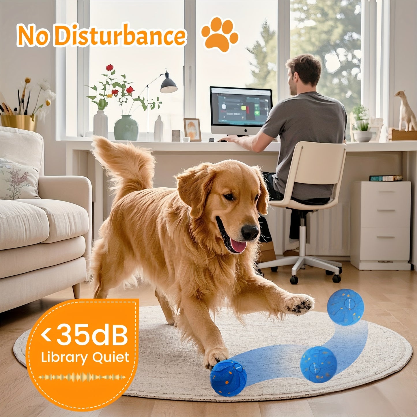 Smart Interactive Dog Ball with Automatic Bounce and Rotation