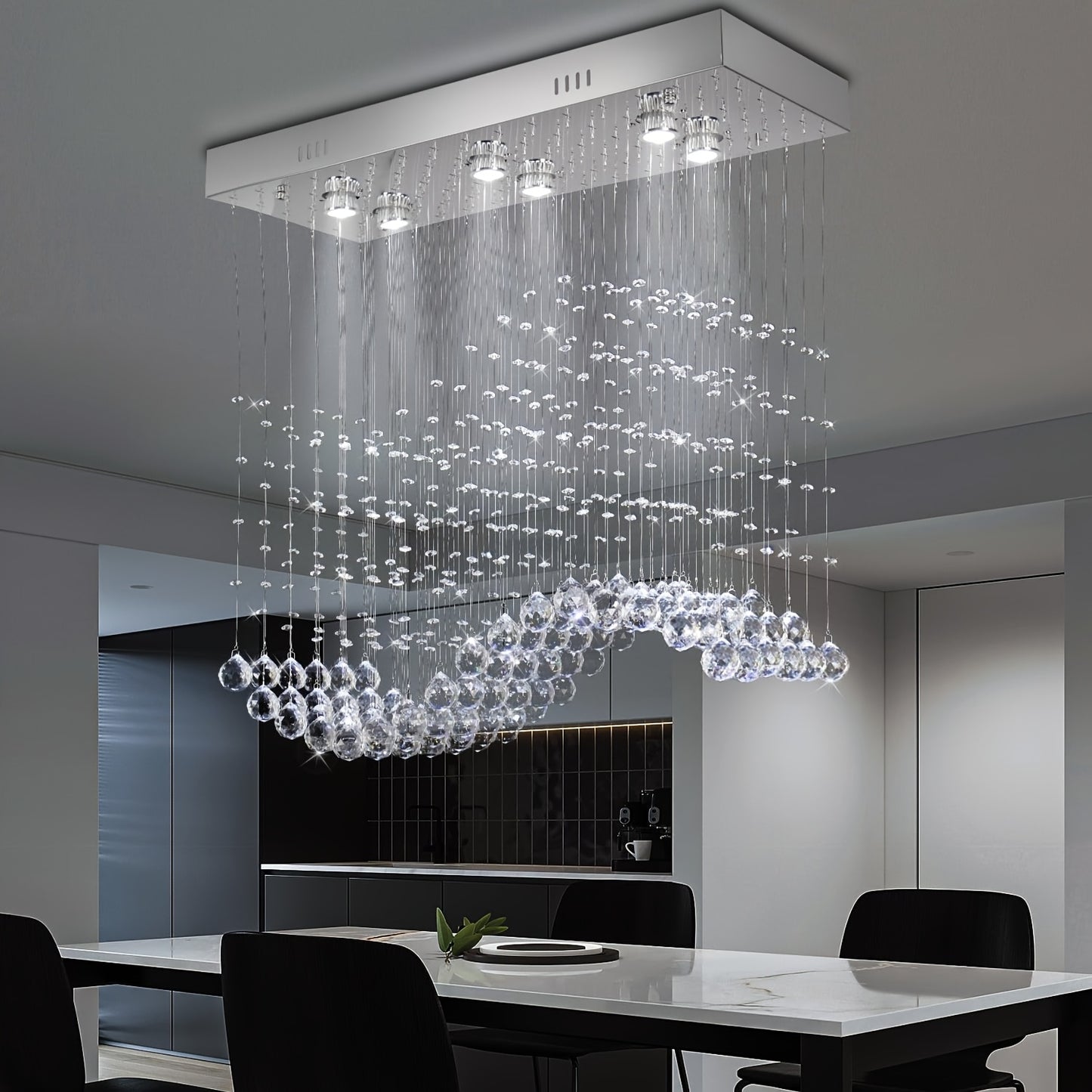 Modern Crystal Chandelier Flush Mount Ceiling Light
