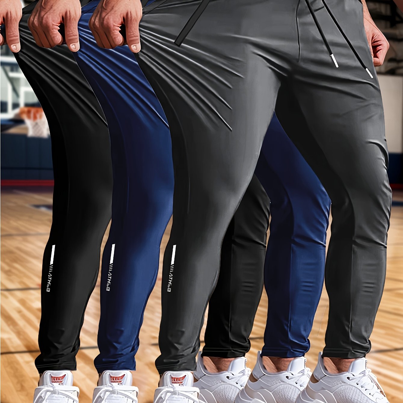 Mens 3 Piece High Stretch Athletic Joggers Set