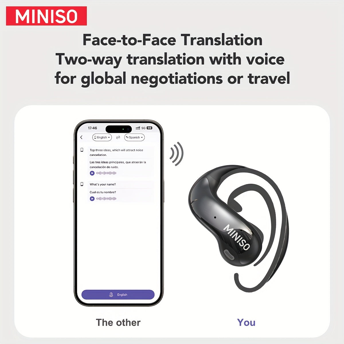AI Translator In Ear Headphones with 150 Languages