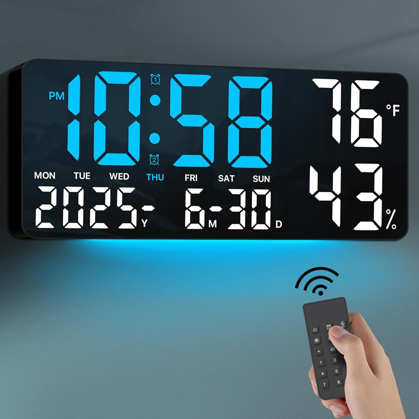 Large LED Digital Wall Clock with Remote Control