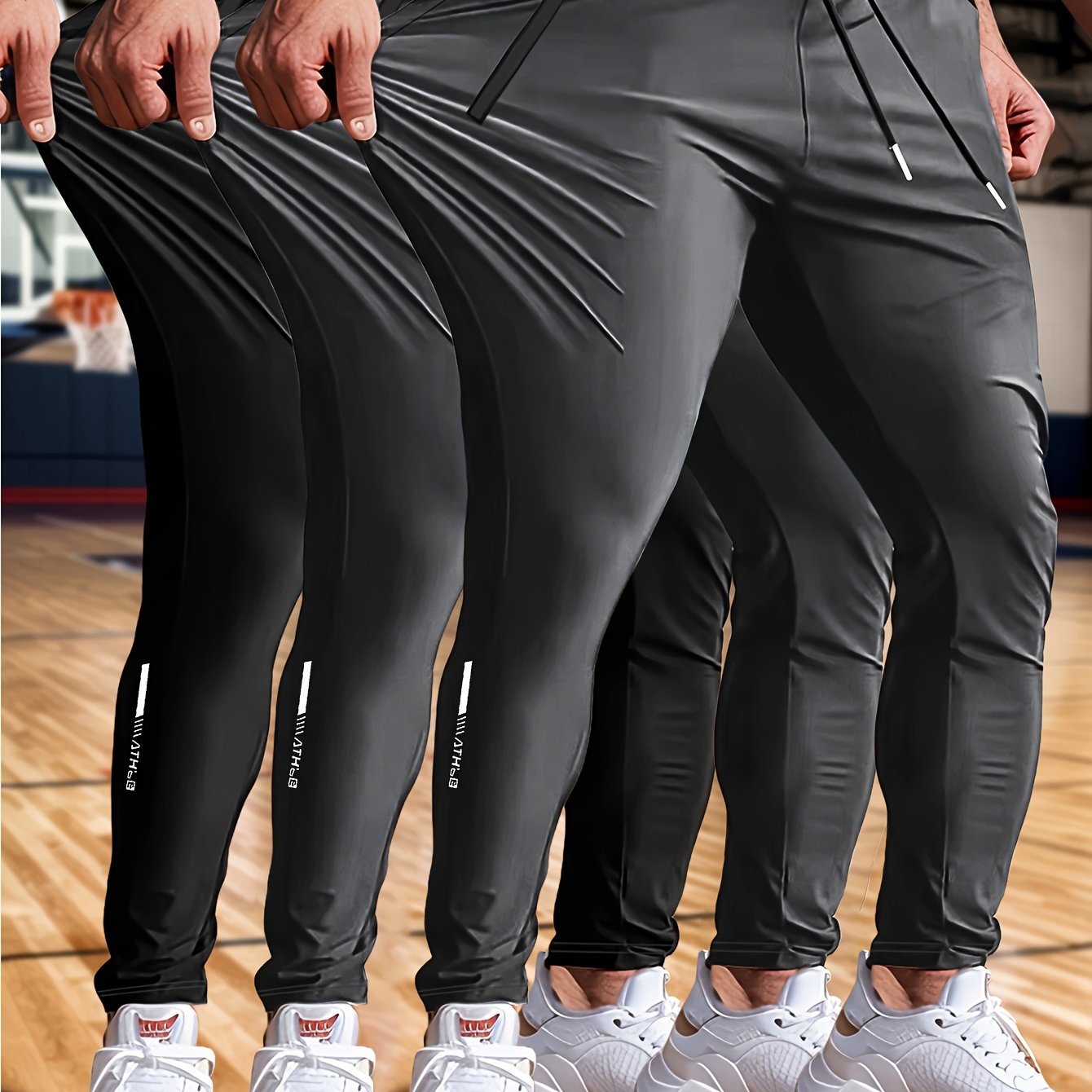 Mens 3 Piece High Stretch Athletic Joggers Set