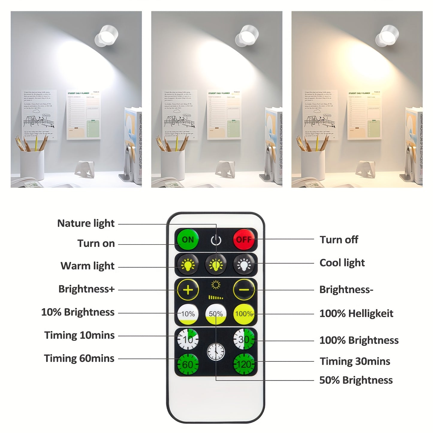 Rechargeable Wireless LED Wall Light with Remote