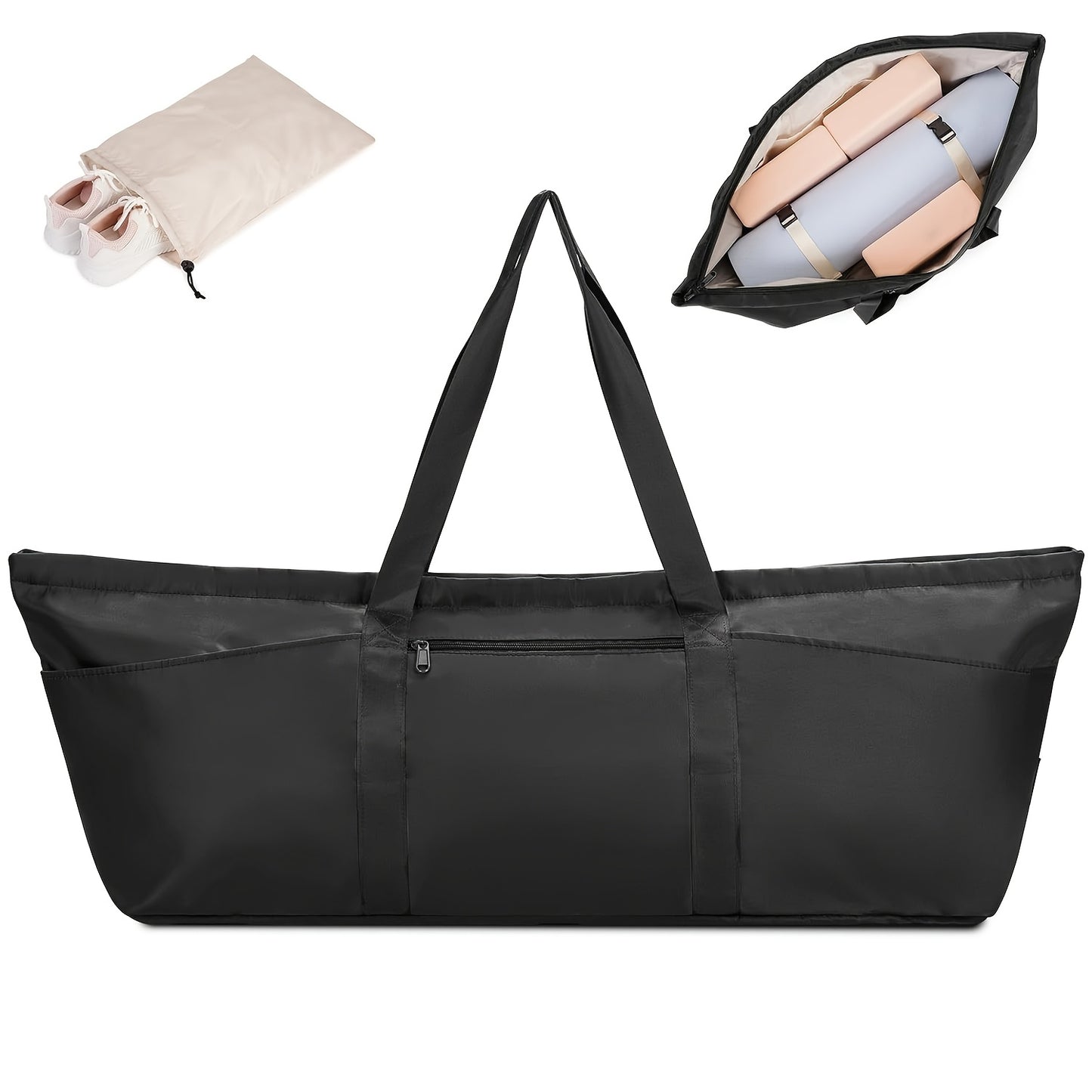Yoga Mat Bag with Shoe Compartment and Adjustable Straps