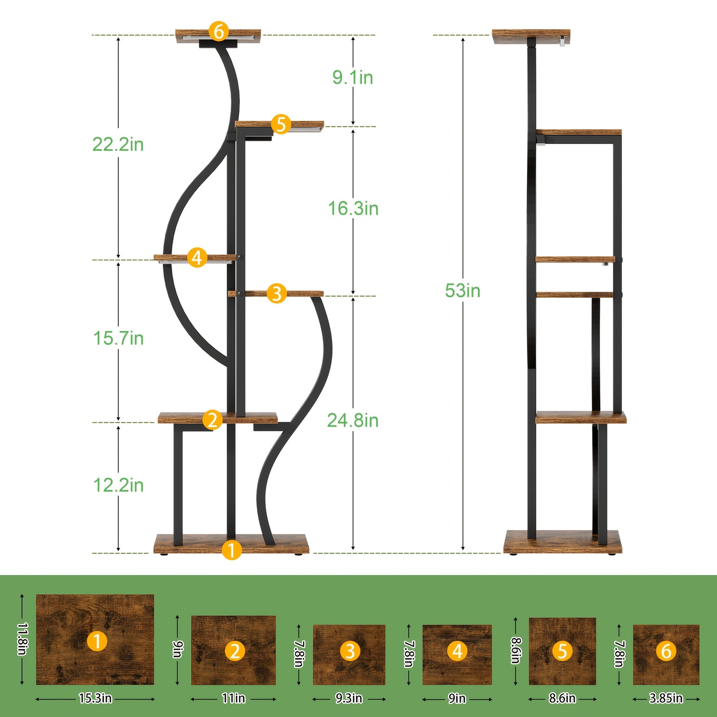 Indoor Metal Plant Stand with Grow Lights 6 Tier