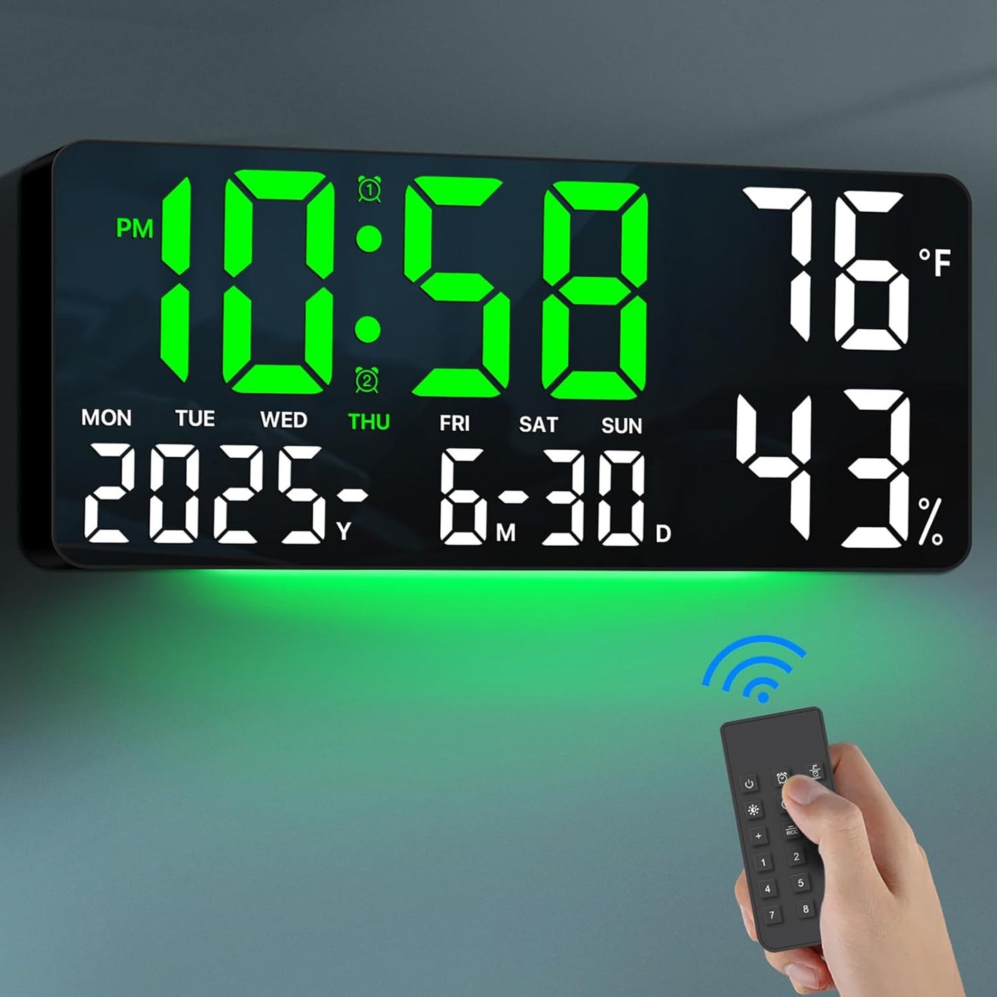 Large LED Digital Wall Clock with Remote Control