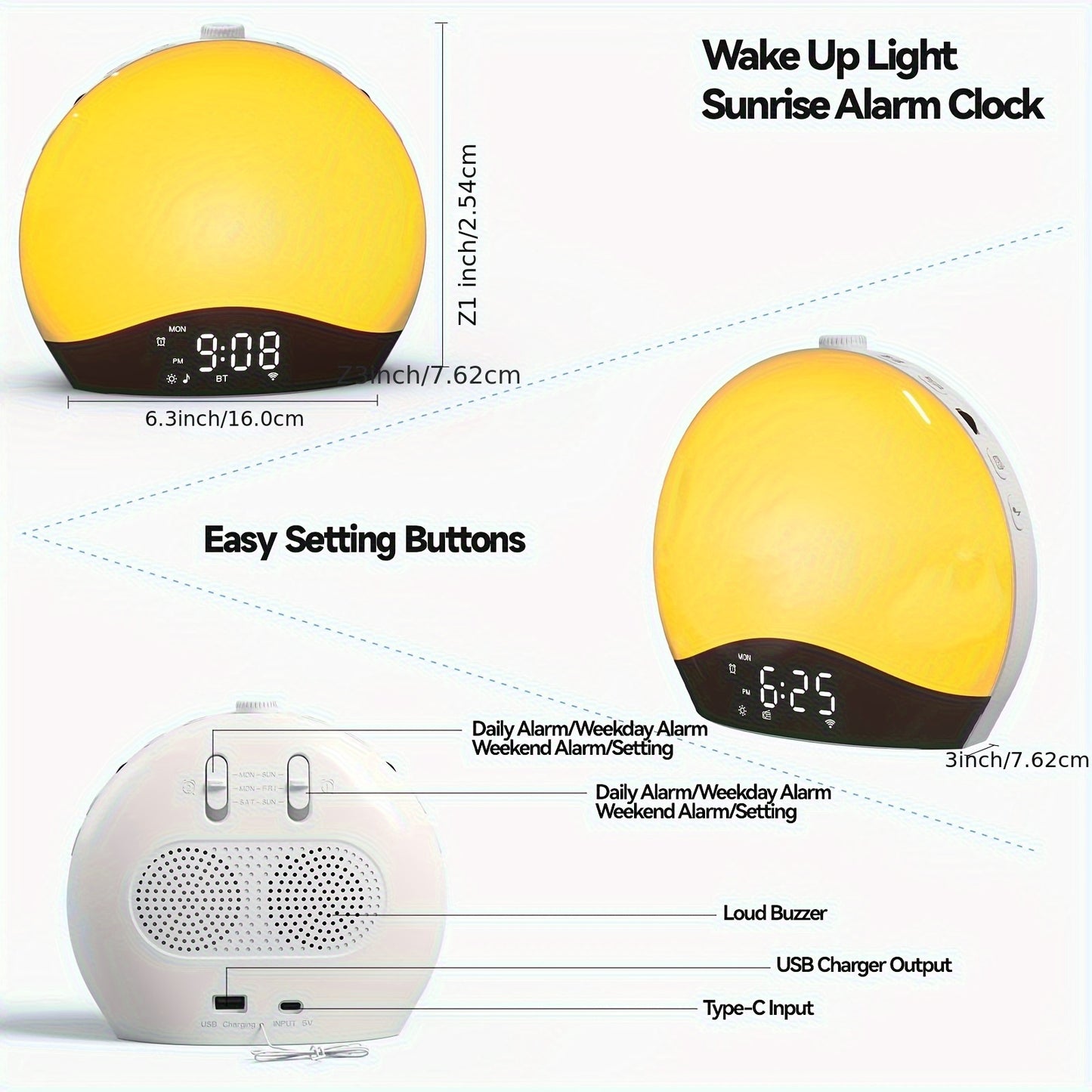 Sunrise Simulation Alarm Clock with Dual Alarms and Wireless Sound