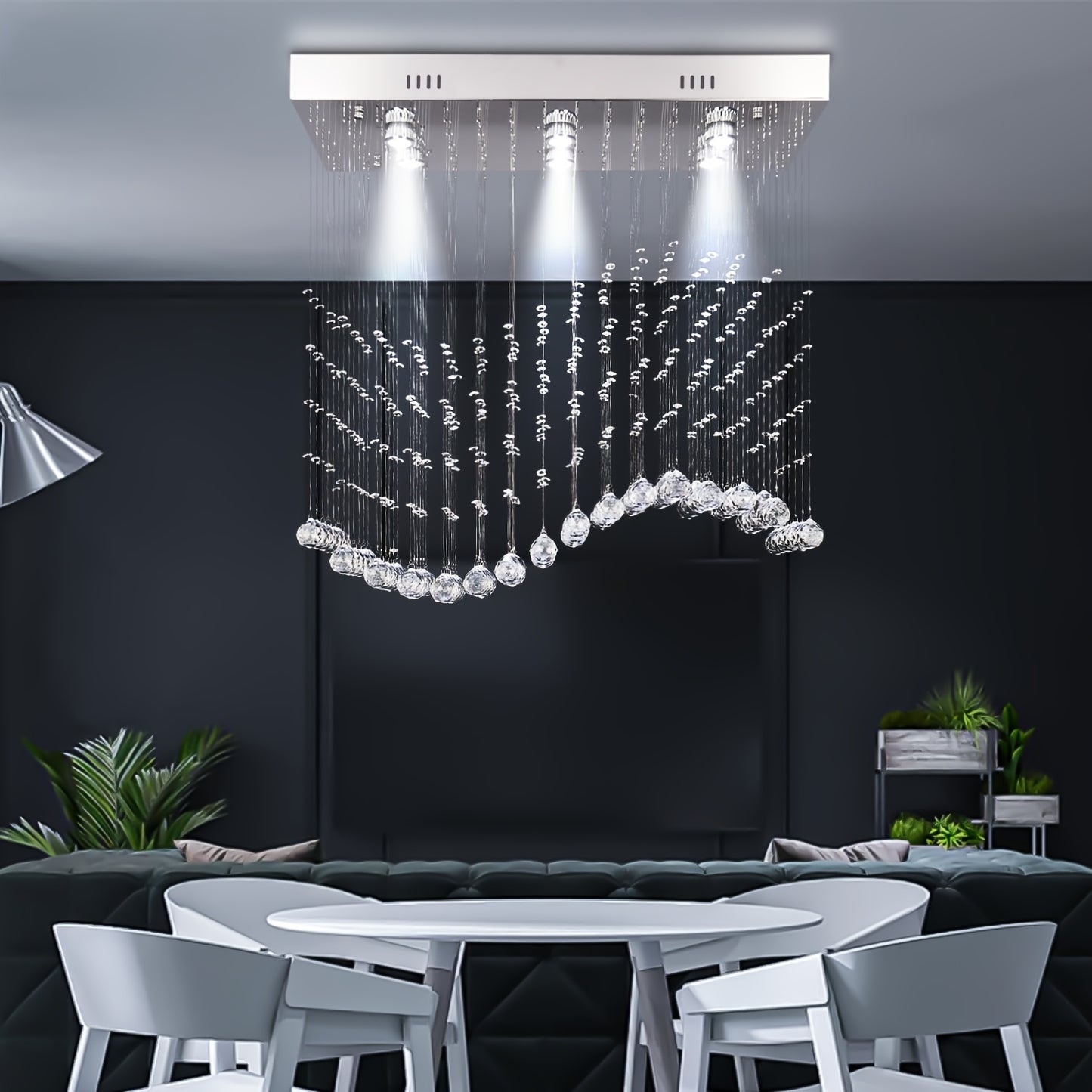 Modern Crystal Chandelier Flush Mount Ceiling Light