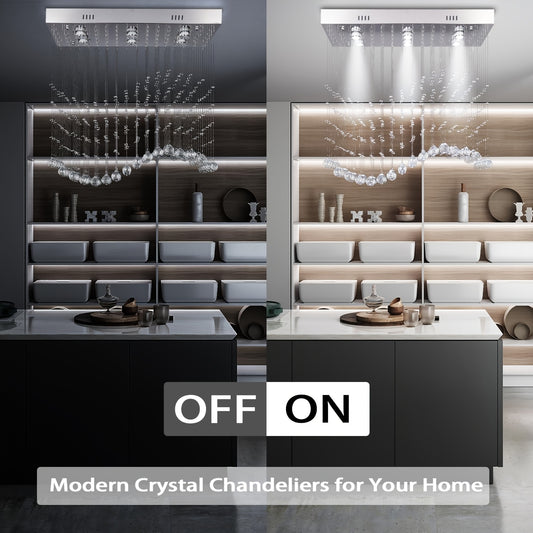 Modern Crystal Chandelier Flush Mount Ceiling Light