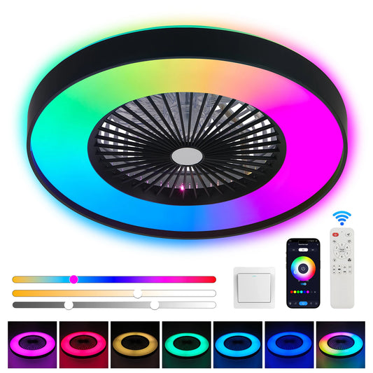Smart RGB LED Ceiling Fan with Remote and App Control