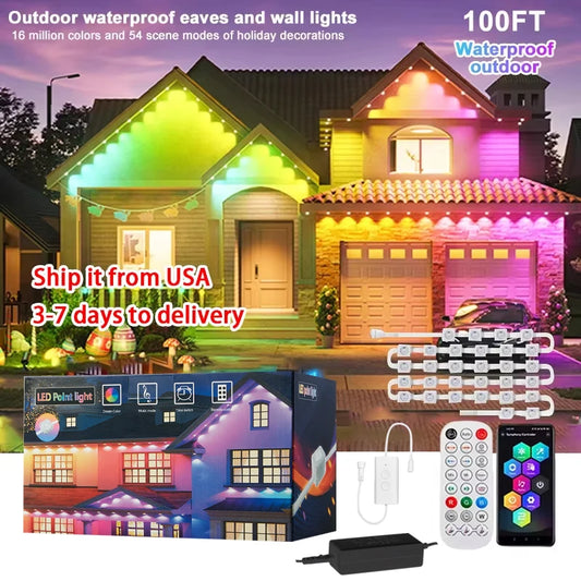 Smart RGBIC Permanent Outdoor LED Eaves Lights for Holiday & Festival Decor