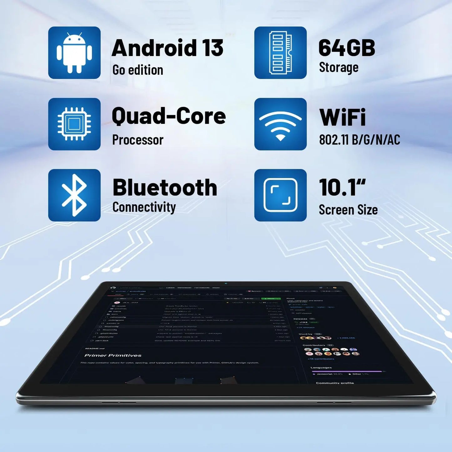 Android 13 Tablet 10 Inch HD Display 6GB RAM 64GB Storage 5000mAh Battery