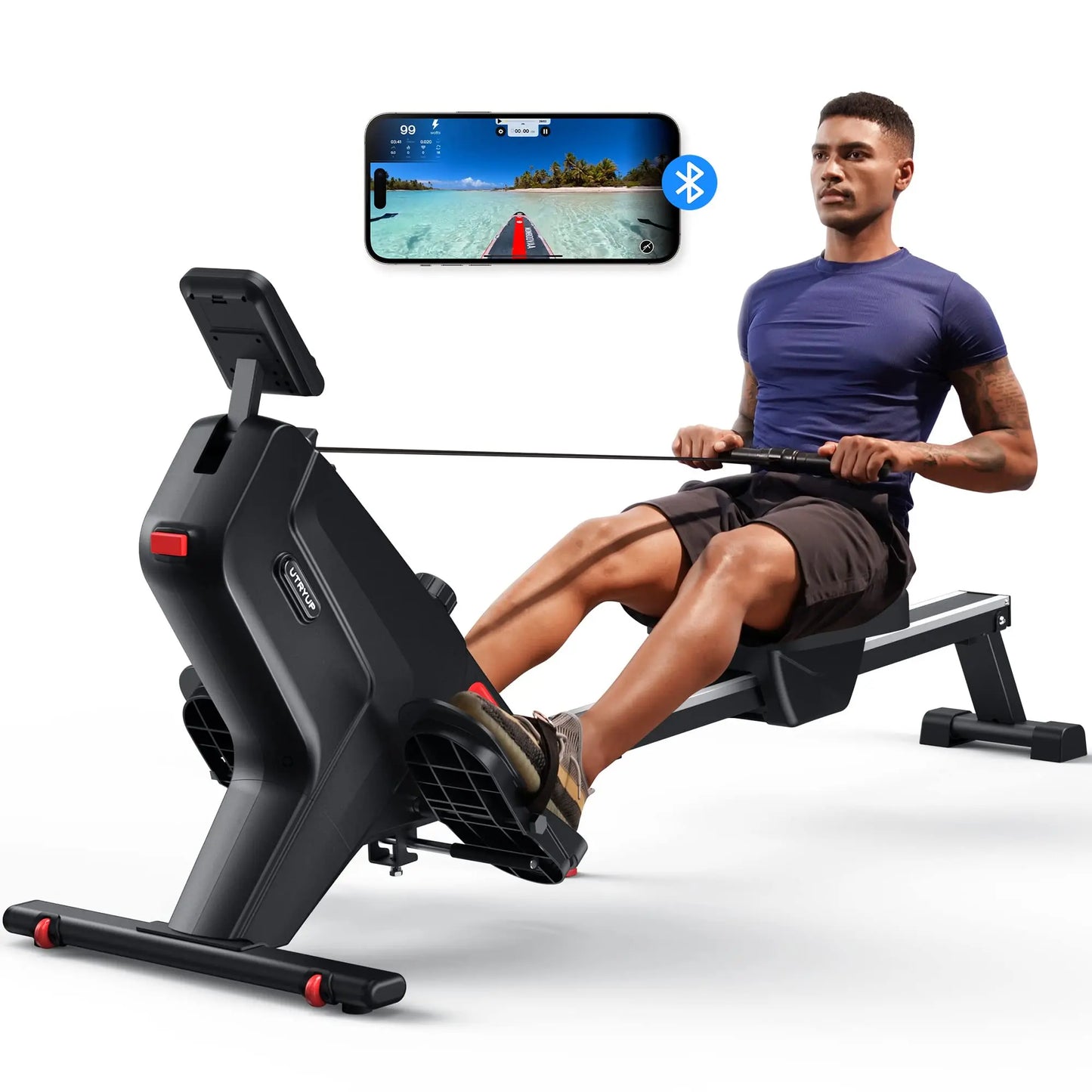 UTRYUP Magnetic Rowing Machine with 16 Levels Quiet Resistance Foldable Design for Home Gym Fitness