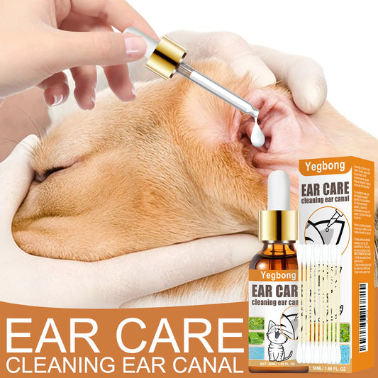 **Yegbong 50ml Pet Ear Cleaner and Itch Relief Wash with Cotton Swab**