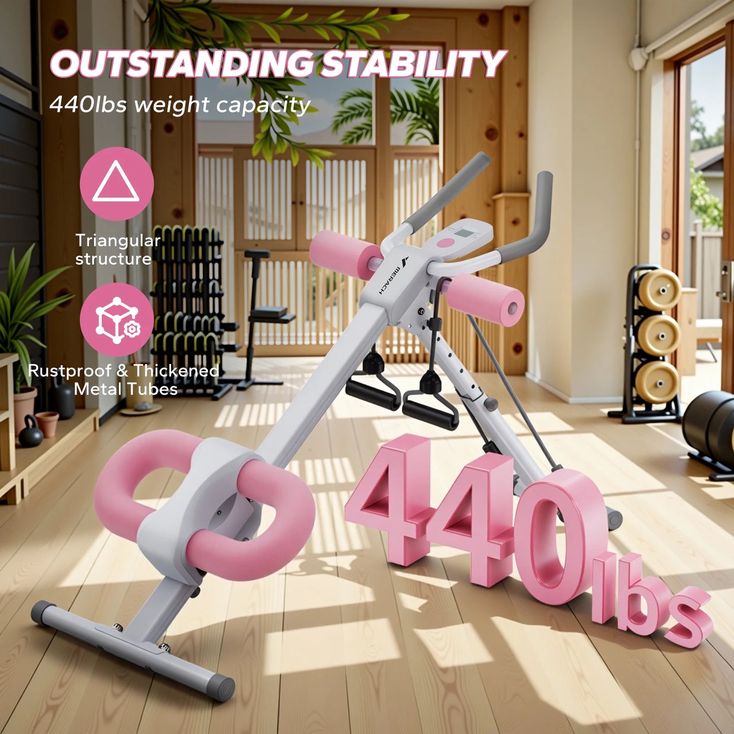 MERACH Adjustable Ab Trainer Machine with Knee Support Foldable Core Workout Equipment